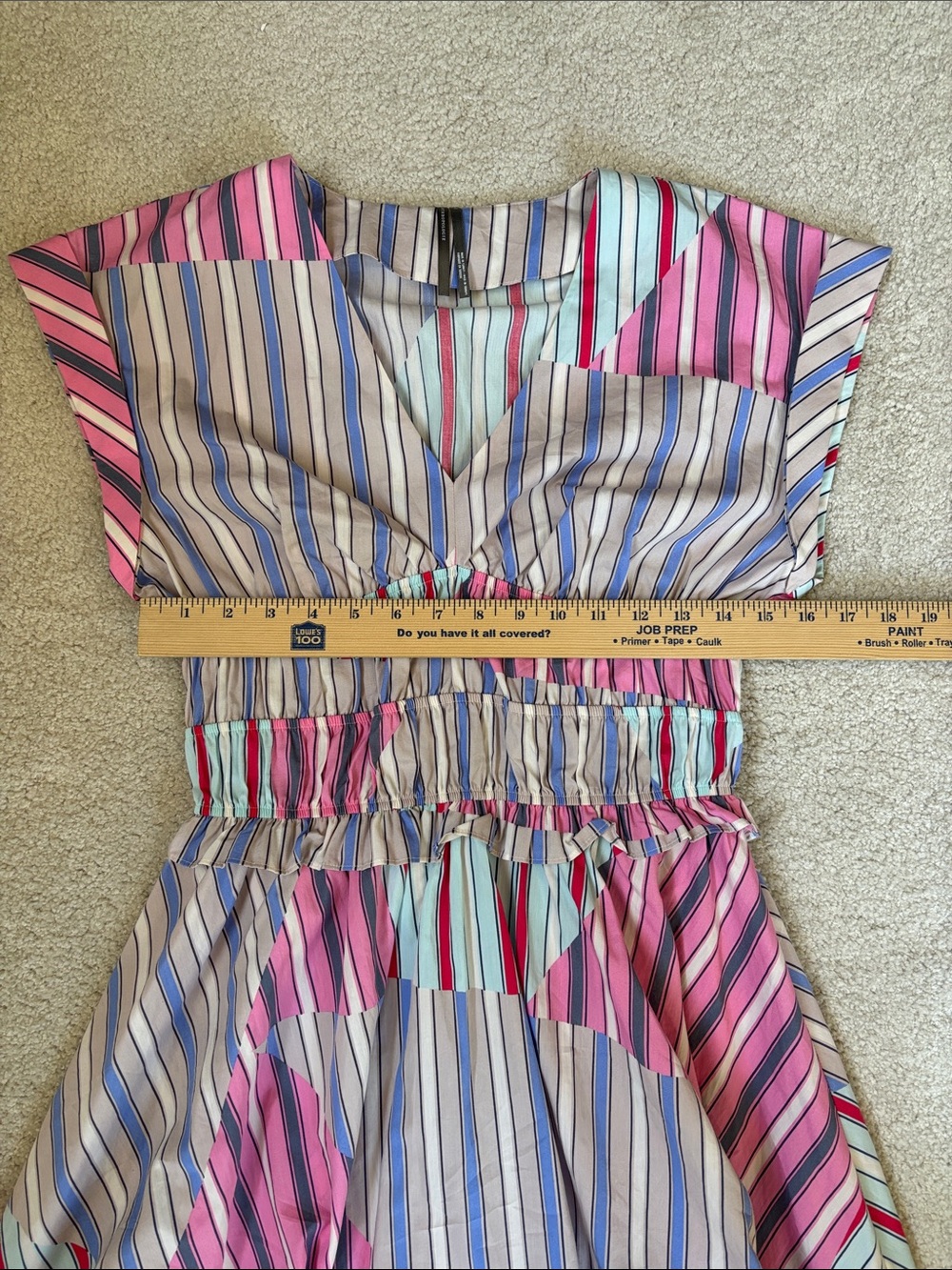 Anthropologie Vneck Striped Stretch Mini Dress Beach Travel College Womens Small - Picture 10 of 16